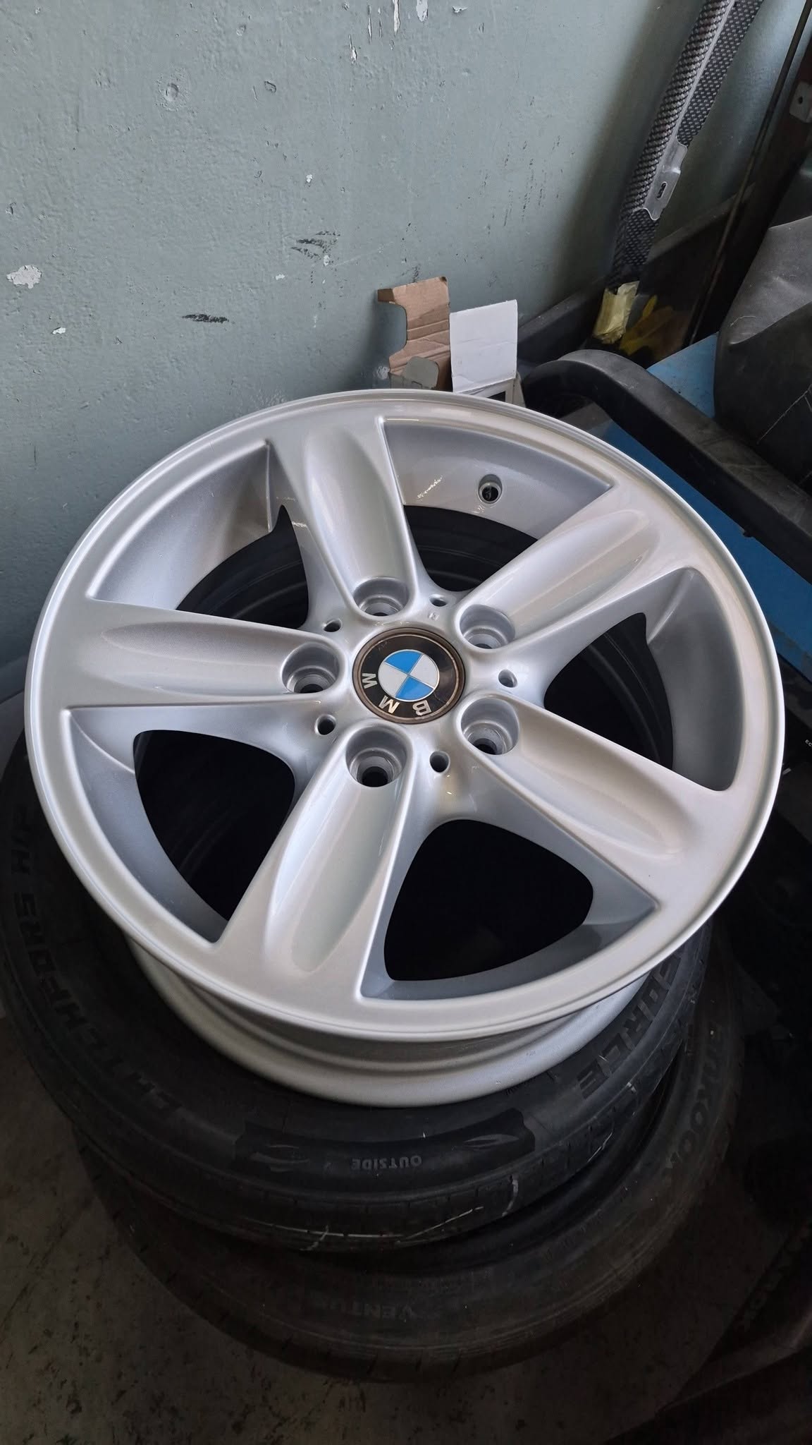 BMW mag wheel after straightening and refurbishment