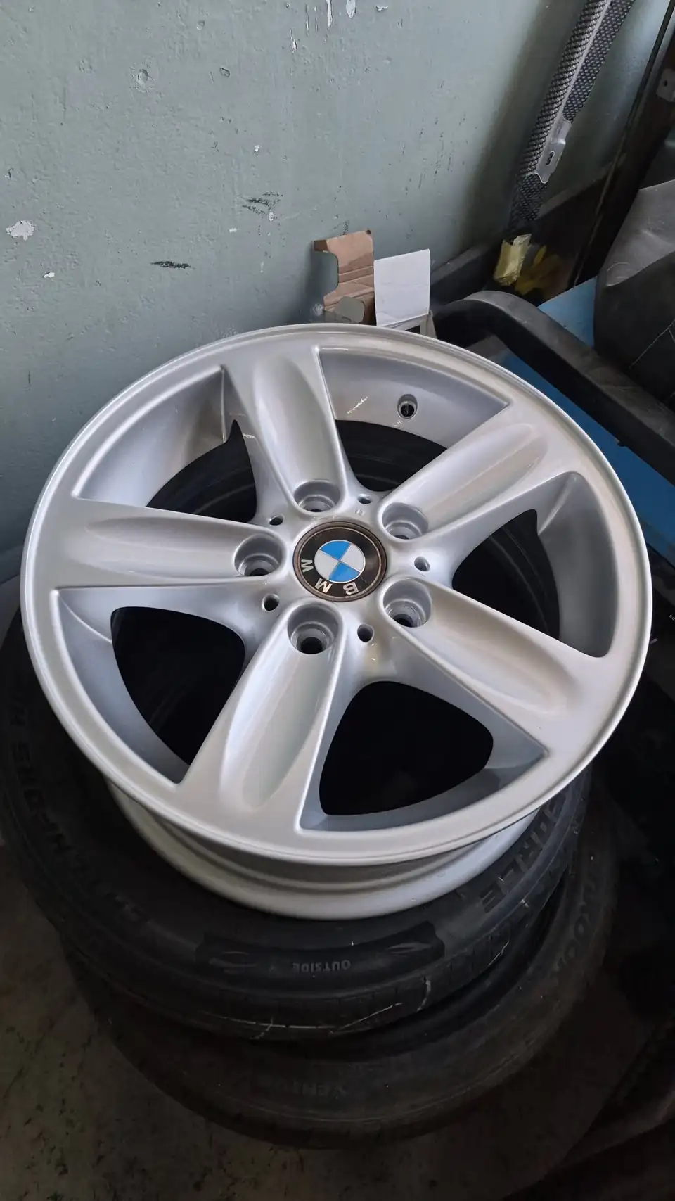 The same BMW wheel after straightening and refurbishing